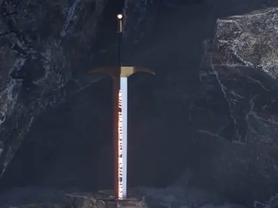 Sword in Cave Free low-poly 3D model