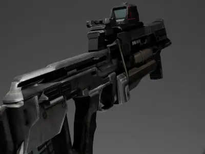 Sci-fi Assault Rifle  Game Ready  - Flatline Low-poly 3D model