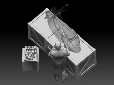 Military paint pinup on vespa 3D print model