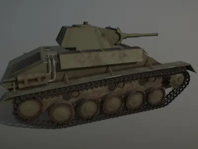Soviet light tank T-70 low poly Low-poly 3D model