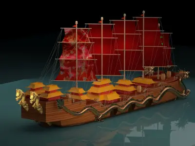 Chinese dragon boat 3D model