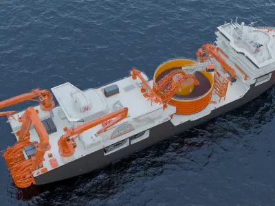 Cable Installation Vessels Black Rigged 3D model