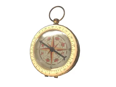 Vintage gold antique compass da1 Low-poly 3D model