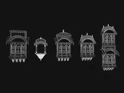 indian jodhpuri stone jharokha Low-poly 3D model