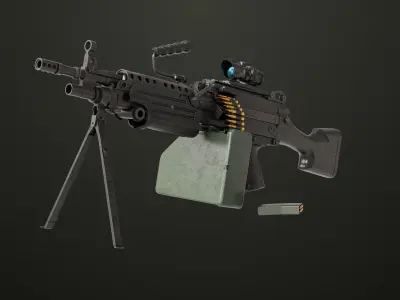 Machine Gun 12 All PBR Unity UE Textures Low-poly 3D model