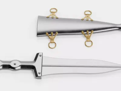 Dagger with Sheath - Roman Armor Equipment 3D model