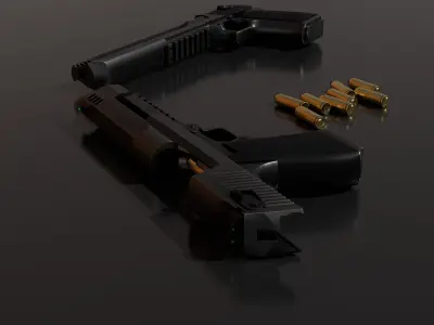 Desert eagle gun Low-poly 3D model