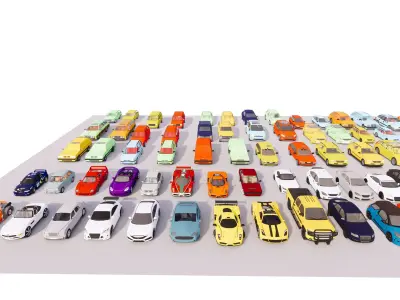 72 car collection 3D model