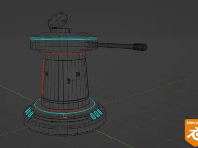 DF9 Turret Low-poly 3D model