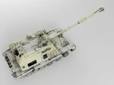Destroyed 2S19 Msta 152 mm self-propelled howitzer 3D model