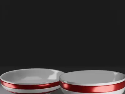 Ceramic Plates Set  High Poly 3D Model 3D model