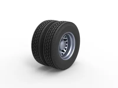 Rear custom wheel of semi truck Scale 1 to 25 3D print model