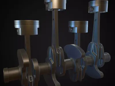 piston and crankshaft 3D model