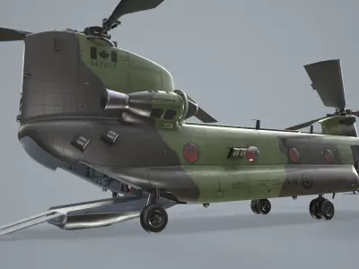 CH-47 Chinook RCAF Complex Animation Low-poly 3D model