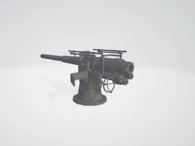 NAVAL GUN WW1 and WW2 Low-poly 3D model