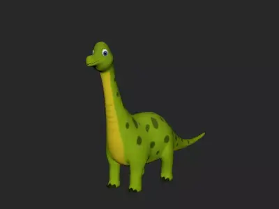 3D Model Brachiasaurus Dinosaur Cartoon Character with Textures Low-poly 3D model
