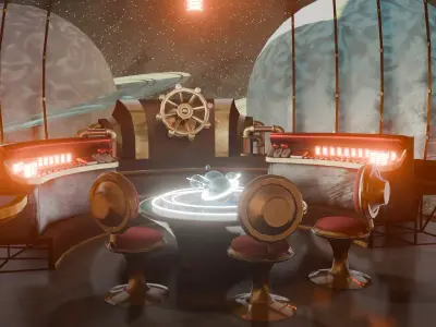 VR Spaceship Interior Low-poly 3D model