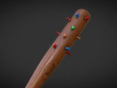 Baseball Bat with Pins Low-poly 3D model