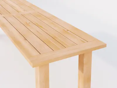 Solid wood dining table 3D model