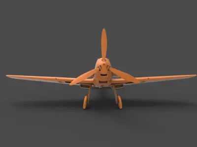 BF109E orange propeller plane 3D print model