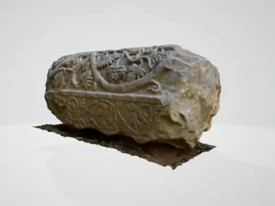 Archaeological Artifact - Column with Vine Scroll with Grapes 3D model