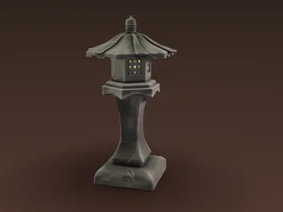 Toro - Stone Lantern - Hand Painted 3D model