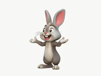 High-Quality Realistic Cute Cartoon Bunny 3D model