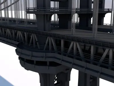 Manhattan Bridge Low-poly 3D model