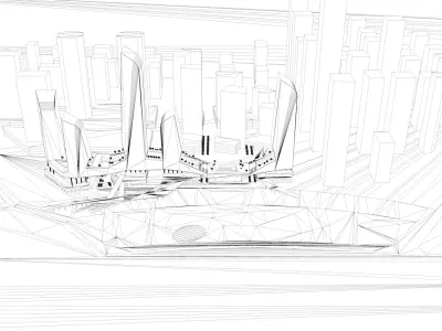 Urban highrise building building ancillary building commercial 3D model