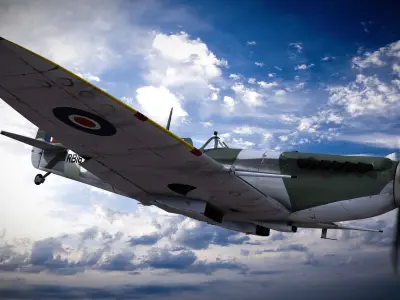 SPITFIRE MK XIV 610th Squadron Low-poly 3D model