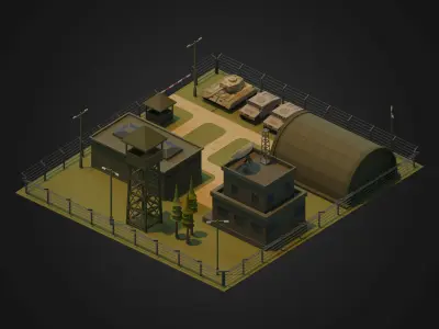 Military Base 3D Model Low-poly 3D model