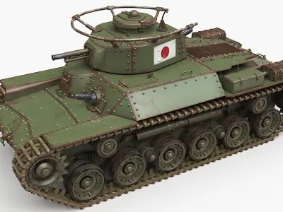Tank Type 97 Chi Ha Green Japan Corona 3D model