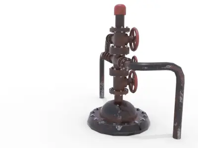 Oil Pumpjack Wellhead Weathered 2 Low-poly 3D model