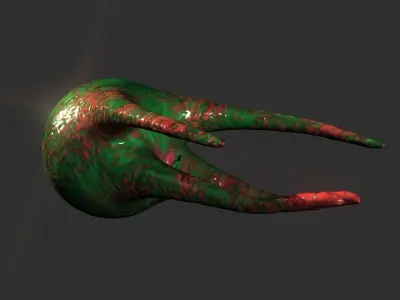 Tentacle Cyclops Spaceship  Low-poly 3D model