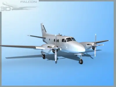 Falcon3D E90 King Air Bare Metal 3D model