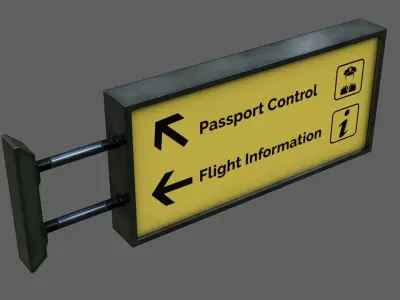 Airport Sign Board 001  Low-poly 3D model
