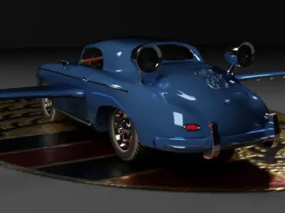 porsche jet car with detachable wings 3D model