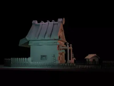 03Game model haunted house Low-poly 3D model