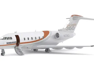 Bombardier Challenger 350 with Interior and Cockpit 3D model