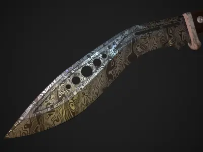  M48 Tactical Kukri With Damascus steel Low-poly 3D model