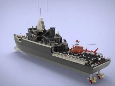 Fast Missile Boat Low-poly 3D model