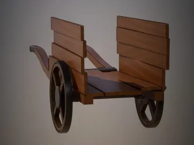 Medieval wheelbarrow  Low-poly 3D model