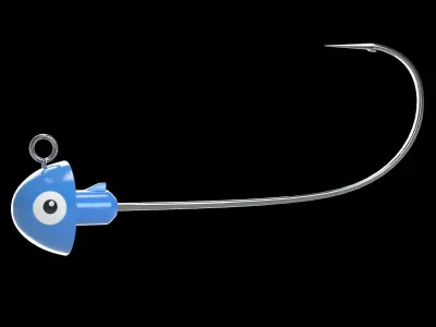 Set of two soft plastic baits and jig head Fishing tackle 3D model