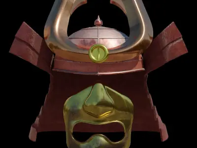 Samurai Helmet and face mask - 2K Full PBR textures Low-poly 3D model