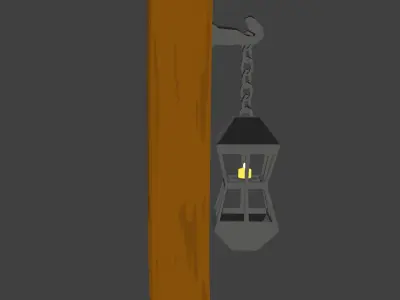 Stylized Cartoon Wooden Street Lamp 3D Model Game Ready LowPoly Low-poly 3D model