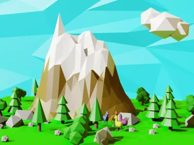 Asset pack low poly Free low-poly 3D model