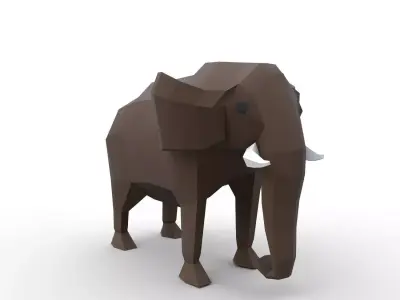 Elephant Cartoon Low-poly 3D model