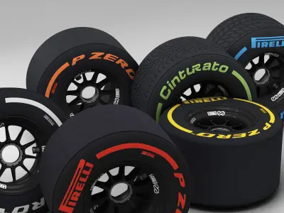 enkei rear tyre set Low-poly 3D model