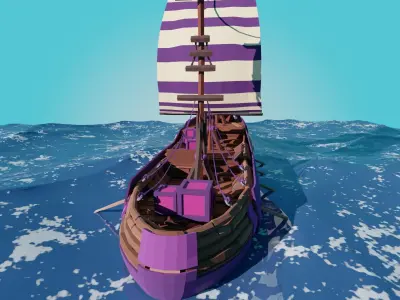 Stylized Ship-5 Low-poly 3D model