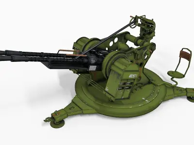 Artillery Machine Gun Low-poly 3D model